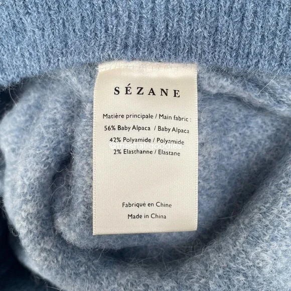 SEZANE Becky Jumper Blue Gingham Baby Alpaca Sweater - Picture 7 of 8